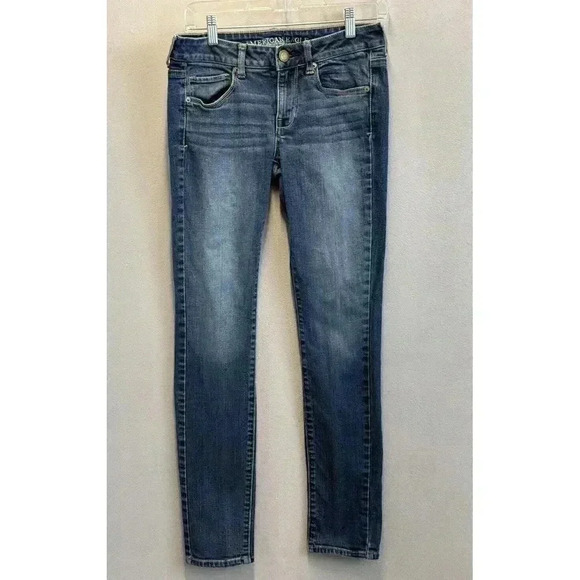 American Eagle Outfitters Denim - American Eagle Jeans Women's Sz 4 Skinny Low Rise Embellished Pockets Blue Denim